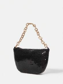 SHEIN Belle Ladies' Fashionable Handbag - Black - View 6