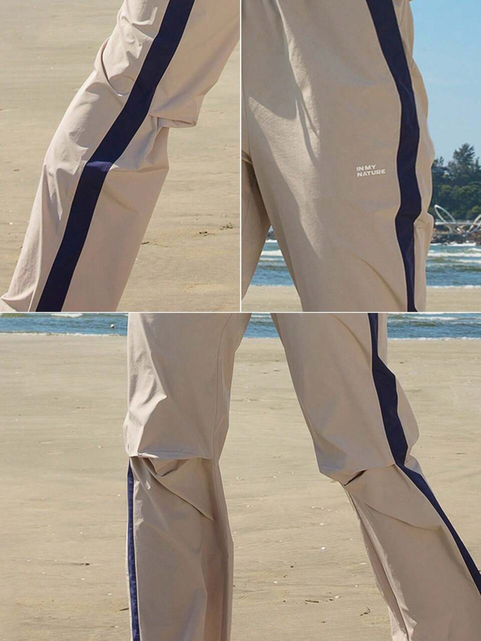 Letter Graphic Contrast Side Seam Drawstring Waist Outdoor Pants