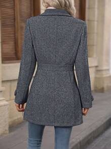 EMERY ROSE Cappotto Di Lana Da Donna Con Colletto A Sottile Revers E Maniche Lunghe, Mono Colore A Taglio Singolo