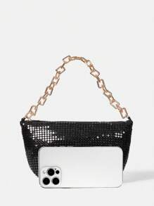 SHEIN Belle Ladies' Fashionable Handbag - Black - View 7