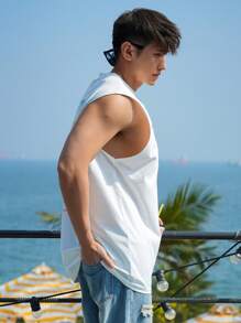 DAZY Men's Letter Print Summer Tank Top - White - View 8