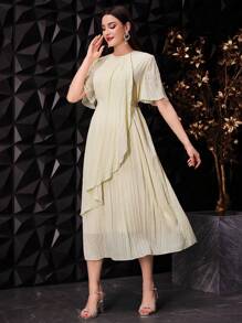 Modelyn Ladies' Plain Simple Arabian Style Dress Long Evening Dresses - Mustard Yellow - View 3