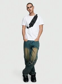 ROMWE Street Life Cool Industrial Motorcycle Style Unisex Men's Crossbody Bag - Black - View 3