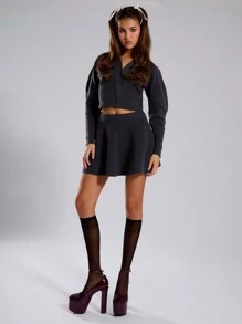 MUSERA Áo khoác cardigan dệt kim gân cổ điển Y2K mùa xuân thường ngày dễ thương phong cách mặt trời thập niên 90 - Xám - Xem 3