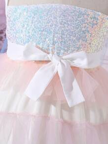 SHEIN Glitzerndes edles Exquisite Paillettenkleid mit Tüll für Tween-Mädchen