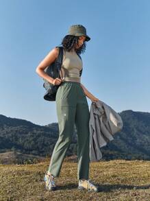 In My Nature Women's Lightweight & Comfortable Pants Suitable For Outdoor Hiking, Urban Commuting, Workout And Casual Occasions - Dark Green - View 6