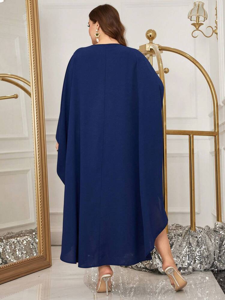 Plus Size Women's Embellished Batwing Sleeve Arabic Clothing, Elegant Evening Party Dress Kaftan Jalabiya Dress
