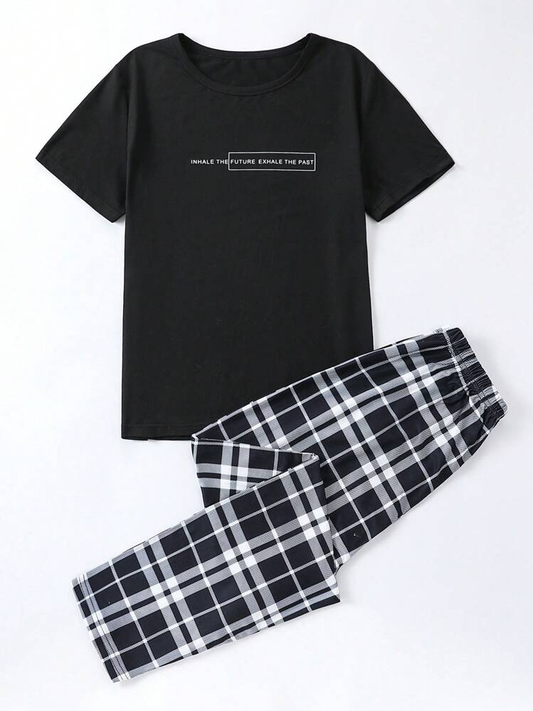 طقم بنطال منقوش للأولاد المراهقين وتي شيرت مطبوع ب...