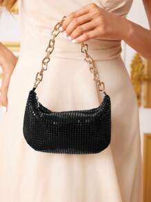 SHEIN Belle Ladies' Fashionable Handbag - Black - View 3