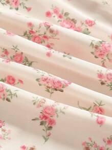 SHEIN MOD Dreamy Floral Printed High Low Hem Multi-Layer Ruffle Mermaid Wedding Women Dress - Multicolor - View 4