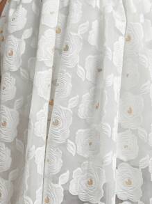 SHEIN Belle Elegante Y Romántico Vestido De Línea A De Manga Abullonada Tejido Jacquard Para Fiesta De Cóctel De Mujer - Blanco - Ver 2