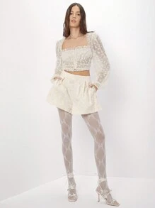 Enchnt Women's Butterfly Pattern Shorts - Apricot - View 3