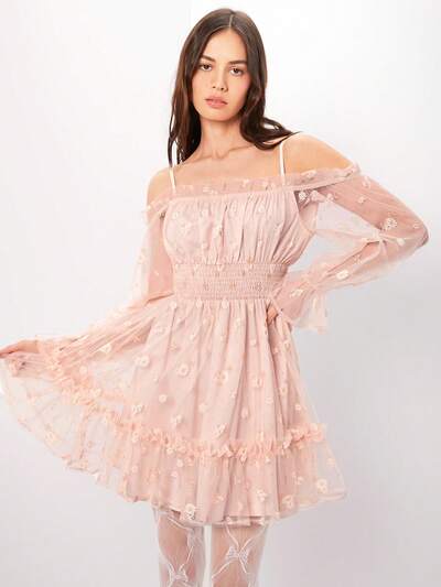 Women's Embroidered Mesh Dress