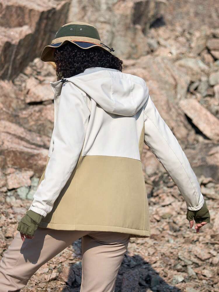 Women's Color Block Simple Outdoor Raincoat