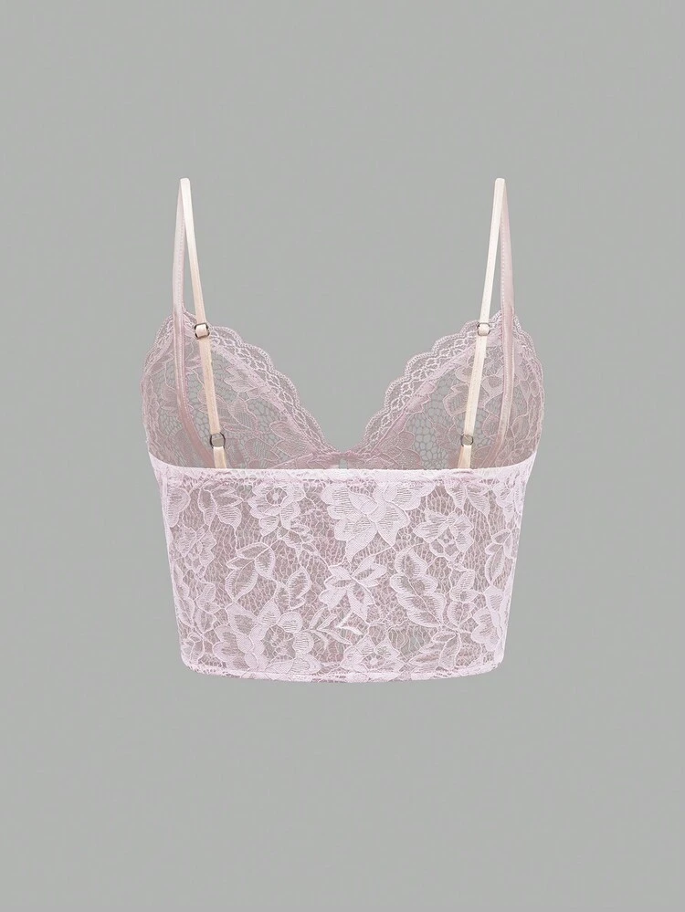 Lace Splice Solid Color Camisole Top