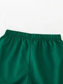 Baby Boy Striped Collared Single-Breasted Short-Sleeved Shirt And Shorts Set - Green - View 5