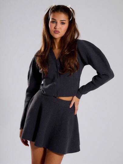 MUSERA Cárdigan de costilla tejido con estructura de dinero antiguo, casual de primavera, lindo estilo de los 90