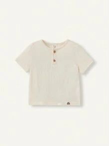 Cozy Pixies 3 件/套 男嬰純色亨利圓領短袖 T 卹上衣 - 綠色 - 查看 7