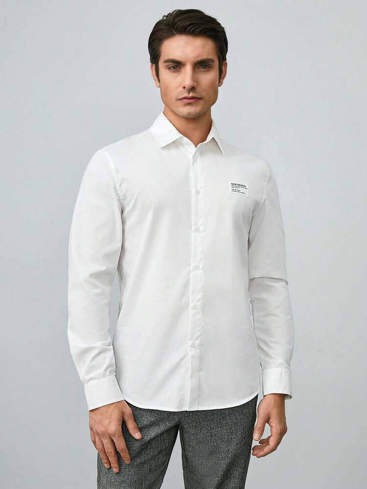 Men's Patch Active Placket Long Sleeves Shirt
