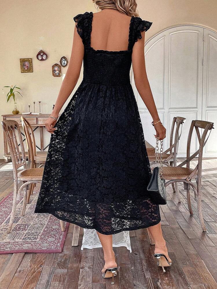 Ladies' Square Neckline Lace Dress