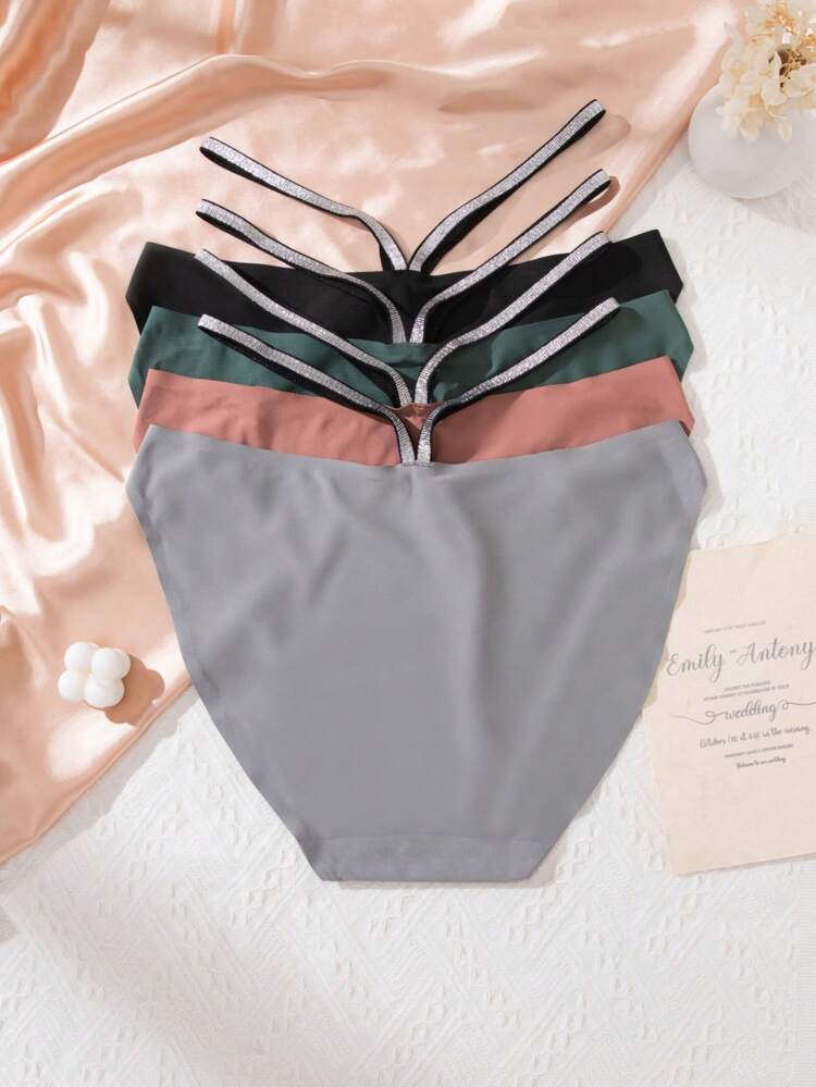 4pcs/Set Plus Size Women's Hollow Out Waist Triangle Briefs