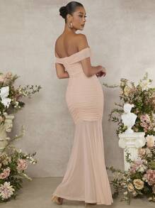 L'Amorae Women's Off-Shoulder Ruffled Mermaid Dress - Pink - View 2