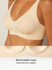 LUVLETTE Dream Curve 2ndSkin Wireless Seamless Plunge Lounge T-Shirt Lingerie As Outerwear Sticky Bra No Show Underwear 2 Pack