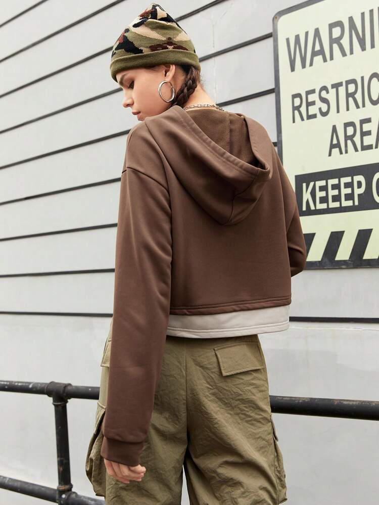 Women's Letter Printed Long Sleeve Hooded Sports Sweatshirt