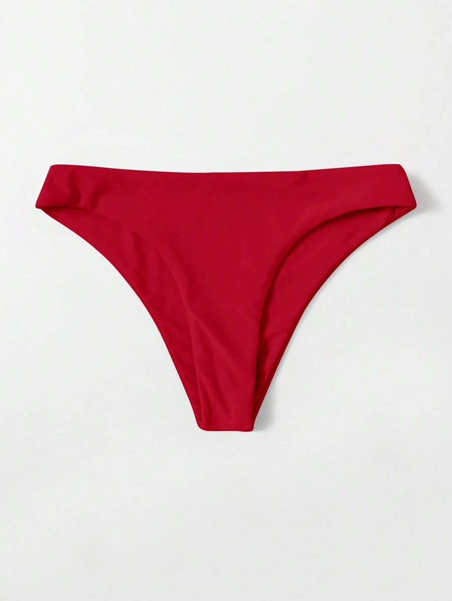 SHEIN Swim Braguita De Bikini De Mujer De Color Sólido Con Forma De Triángulo - Rojo - Ver 1