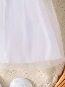 SHEIN Lindo Vestido De Bautizo Elegante De Tul Cómodo Para Recién Nacida - Blanco - Ver 4