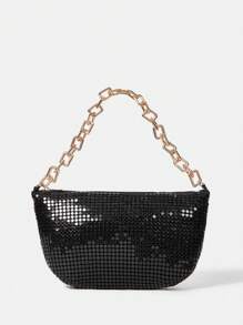 SHEIN Belle Ladies' Fashionable Handbag - Black - View 10