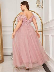 Modelyn Vestido de noche de lentejuelas bordadas talla grande, vestido de dama de honor de largo maxi para mujeres, vestidos de noche largos