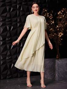 Modelyn Ladies' Plain Simple Arabian Style Dress Long Evening Dresses - Mustard Yellow - View 1
