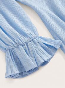 Vintamour Damen Kleid Mit Volantärmeln Und Herzförmigem Ausschnitt, Sommerkleidung - Blau - Übersicht 9