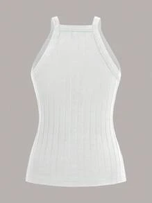 SHEIN EZwear Top A Maglia A Costine Solide Con Collo A Halter - Multicolore - Visualizzare 9