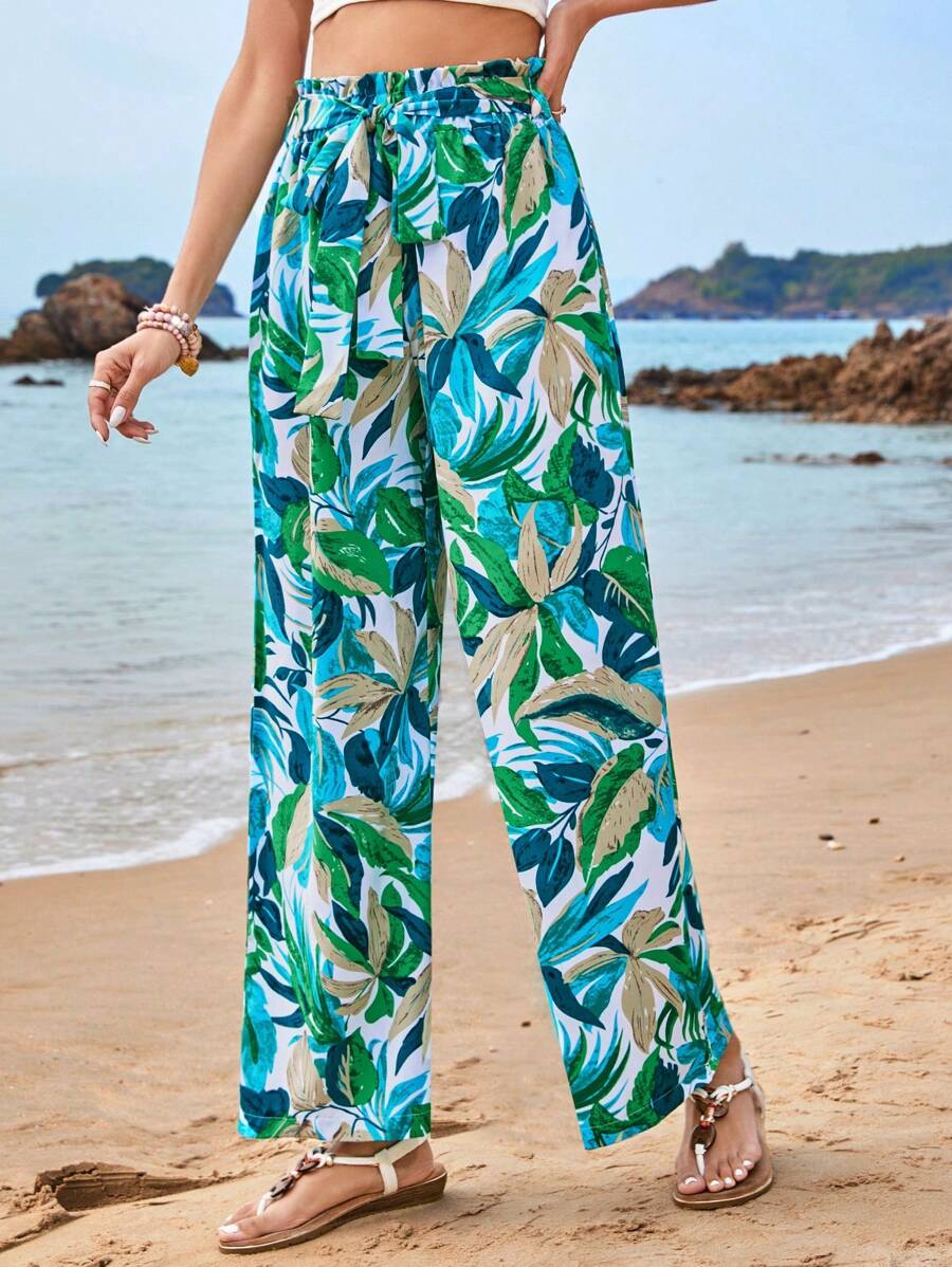 SHEIN Frenchy Của phụ nữ Lỏng lẻo Nhiệt đới In thực vật Quần - Nhiều màu - Xem 1