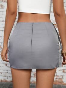 Aveloria Glittering Bodycon Skirt With Asymmetric Hem