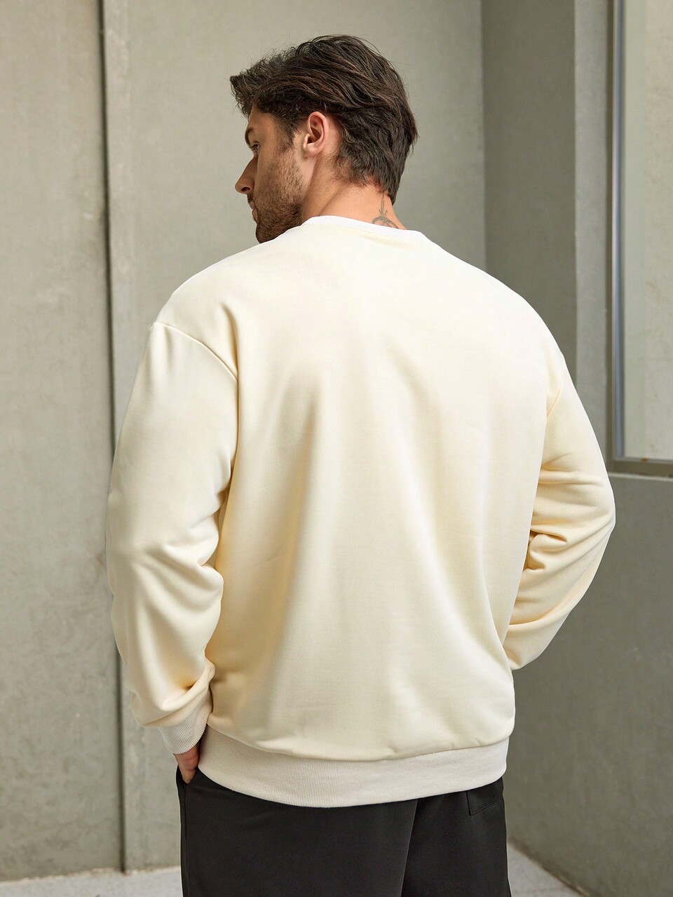 Men's Plus Size Letter Printed Round Neck Pullover Sweatshirt