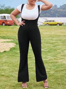 Calvaya Plus Size Solid Color Flare Jumpsuit