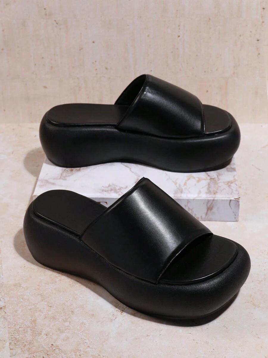 SHUZIA Ladies Plastic Slippers - Black - View 1