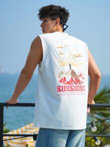 DAZY Men's Letter Print Summer Tank Top - White - View 2