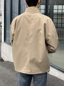 DAZY Men'S Solid Color Loose Fit Casual Jacket - Khaki - View 2