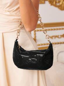 SHEIN Belle Ladies' Fashionable Handbag - Black - View 2