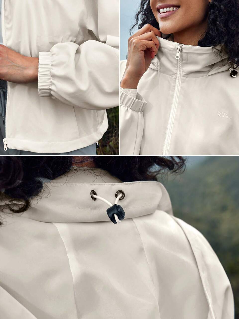 Women's Solid Color Drawstring Hooded Softshell Outdoor Jacket