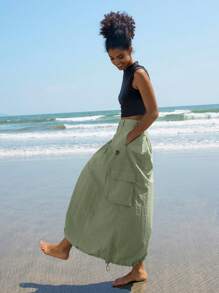 In My Nature Women's Cargo Pocket Outdoor Cargo Skirt - Green - View 5