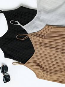 SHEIN Unity 女士純色背心吊帶上衣（3件組），外出時尚上衣 - 彩色 - 查看 4