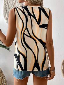SHEIN LUNE Của phụ nữ Không tay Cổ chữ V Áo sơ mi Với In Tất cả - Nhiều màu - Xem 4