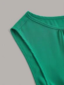 Ellevyn Váy xanh không tay màu trơn có viền xếp li cho nữ - màu xanh lá - Xem 7