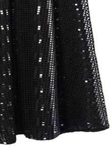 大尺碼女士金屬紋理裙子 - 黑色 - 查看 3