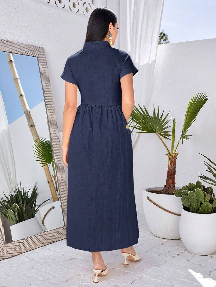 Women's Patchwork Tassel Double Pocket Arabian Style Dress Long Evening Dresses